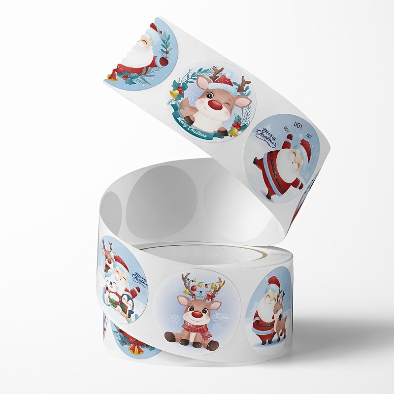 500 Sheets Christmas Cartoon Elk Gift Label Sticker