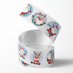 500 Sheets Christmas Cartoon Elk Gift Label Sticker