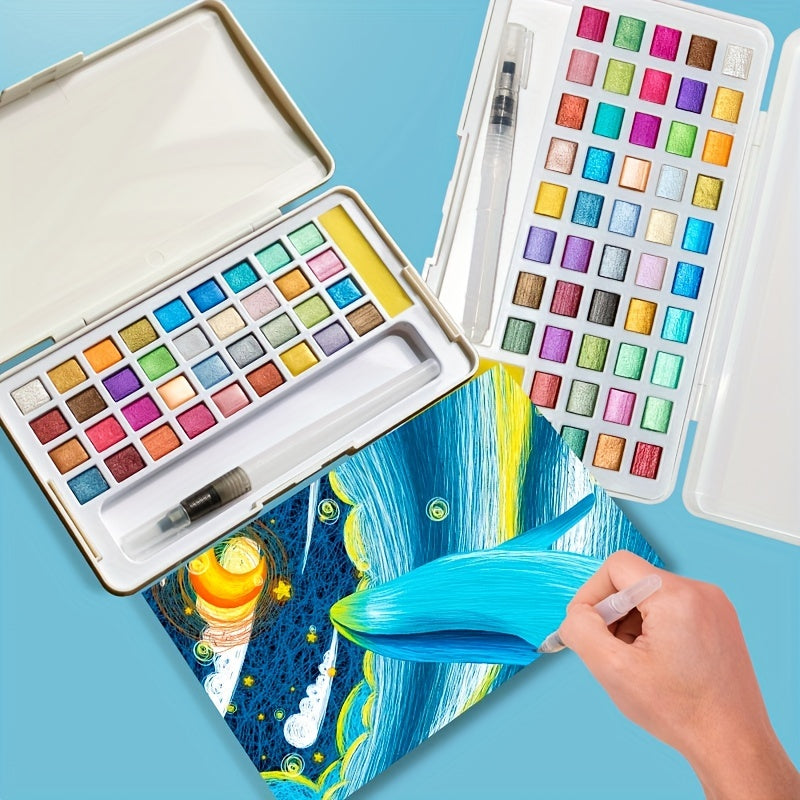 36 Metallic Watercolor Paint Set w/ Water Brush Pen for Painting