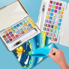 36 Metallic Watercolor Paint Set w/ Water Brush Pen for Painting