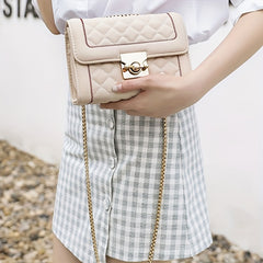 Argyle Pattern Square Bag Quilted Flap Chain Bag Classic Purse