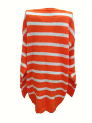 Women's Plus Stripe Print V-Neck Sweater