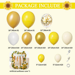 111pcs Sunflower Balloons Garland Arch Kit Yellow Balloons With Sunflower Vine