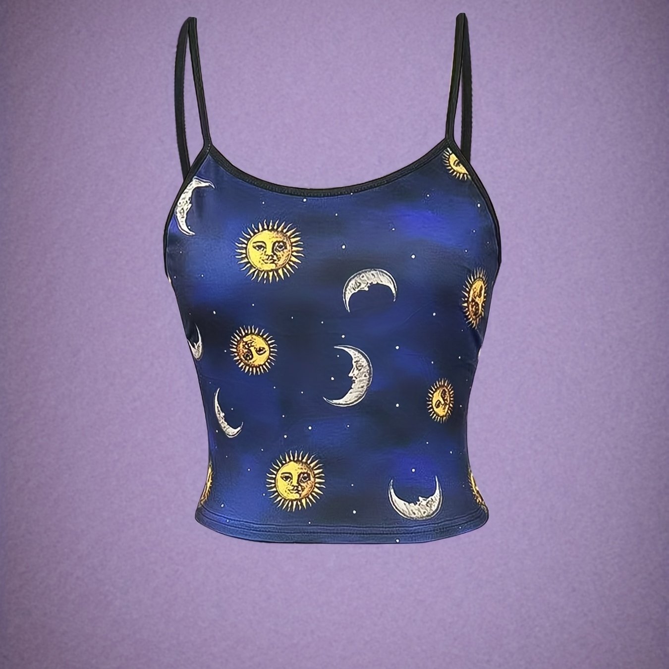 Halloween Moon & Sun Print Cami Top Gothic Summer Sleeveless Top