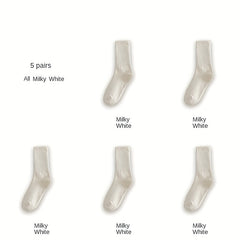 5 Pairs Ribbed Mid Tube Socks Women's Stockings