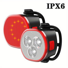 Bike Lights Set Front Rear LED Lamps IPX6 Rechargeable Back Light