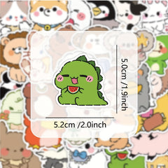 60 Small Animals Cartoon Stickers - Cute Waterproof Decals for Bottles Cars