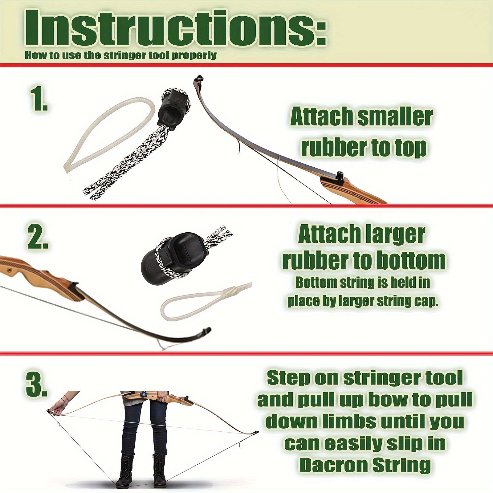 Archery Bowstring Recurve Bow Stringer Longbow Install Rope