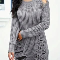 Ribbed Long Sleeve Round Neck Sweater