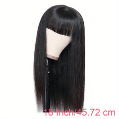 200 Density Human Hair Wigs With Bangs Brazilian Virgin None Lace Front Wigs