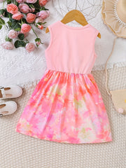 Toddler Girls Sleeveless Unicorn Dress for Beach Party
