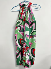 Abstract Print Keyhole Dress Casual Sleeveless Summer Midi Dress