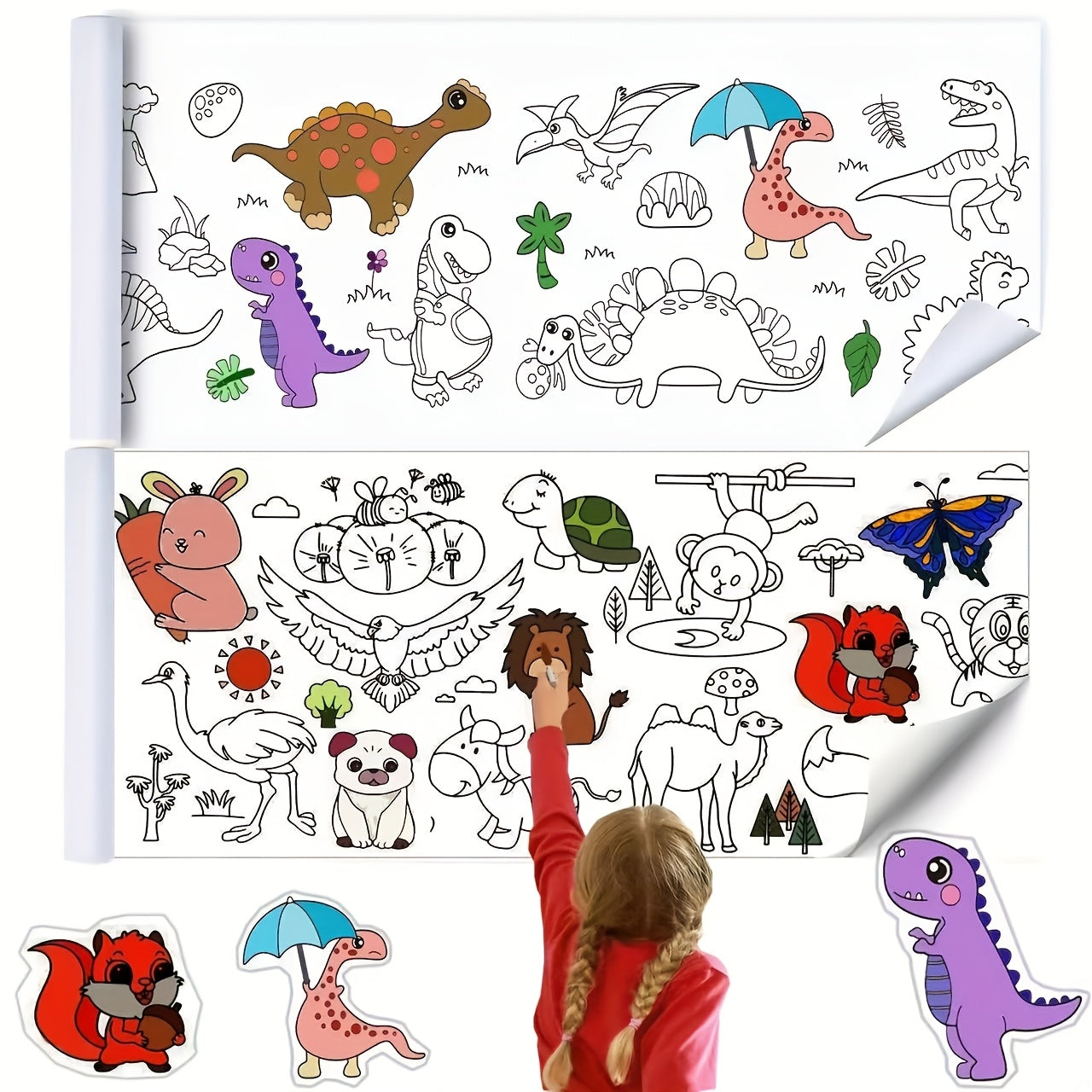 Kids Doodle Paper Roll Art Kit - Creative Drawing Sheets Sketch Pads