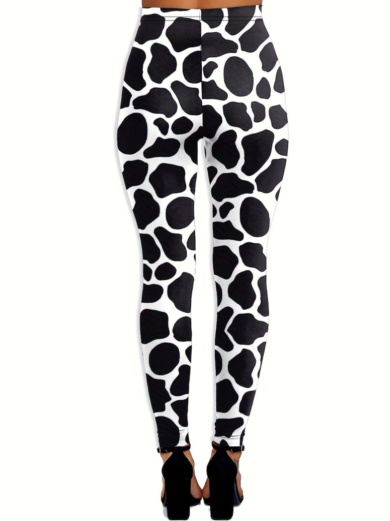 Dalmatian Print High Waist Skinny Leggings Stretchy Women's Clothing