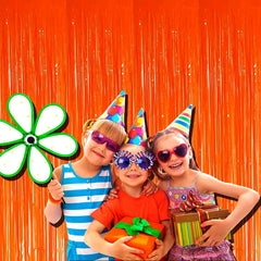 6pcs Halloween Macaron Orange Foil Tassel Curtain Background