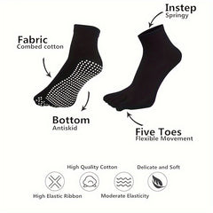 3 Pairs Non Slip Toe Socks Ankle Socks For Women Yoga Pilates Barre Ballet