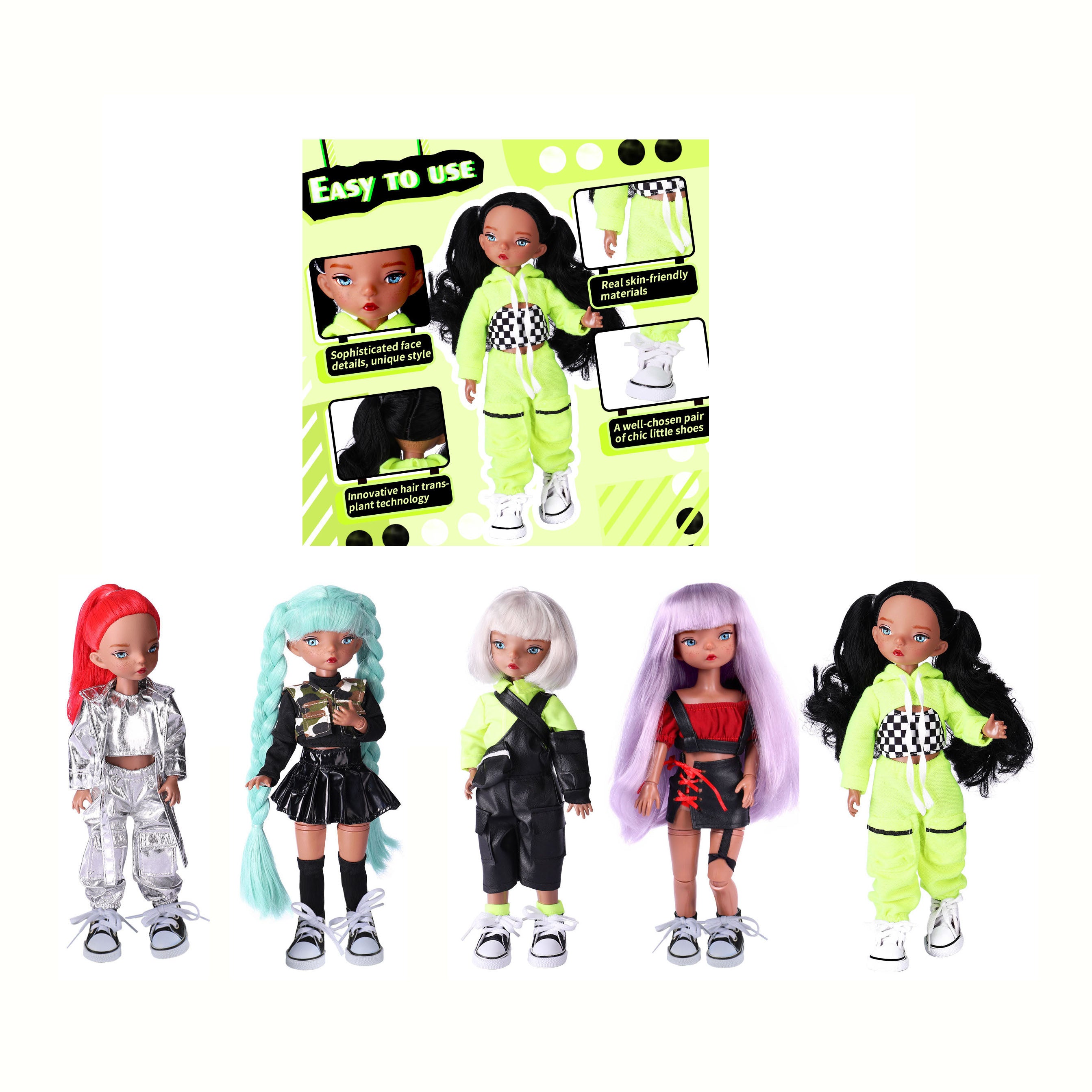 Pink Doll 360 Jointed Doll with 4 Outfits Fashionable Collectible Gift for Girls