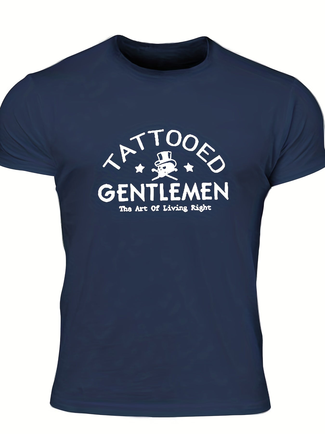 Tattooed Gentlemen Men's Letter Print T shirt Casual Crew Neck Tee