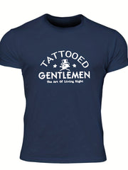 Tattooed Gentlemen Men's Letter Print T shirt Casual Crew Neck Tee