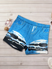 Women's Denim Print High Rise Stretch Shorts