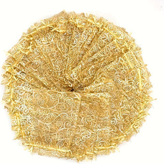 100pcs Golden Organza Bags Drawstring Printed Jewelry Gift Bags