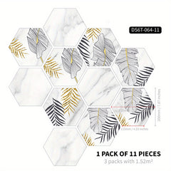 11pcs Cement Gray Hexagonal Floor Stickers Waterproof Non-slip Tile Stickers