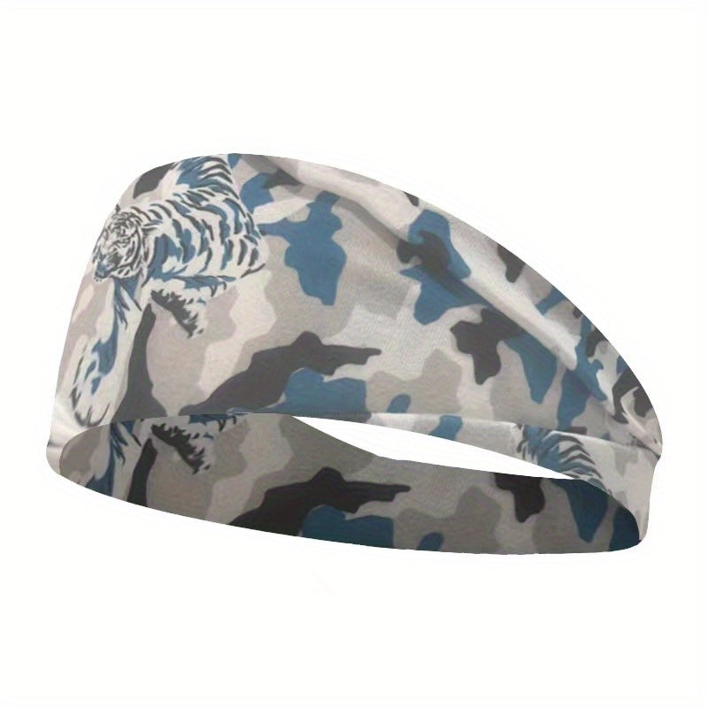 Men's Camo Print Sports Headband Moisture Wicking Elastic