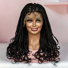 Box Braided Synthetic Wig Goddess Box Braids Lace Wig with Baby Hair