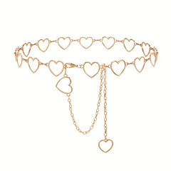 Boho Heart Hollow Waist Chain Tassel Dress Chain Women Adjustable Body Belts