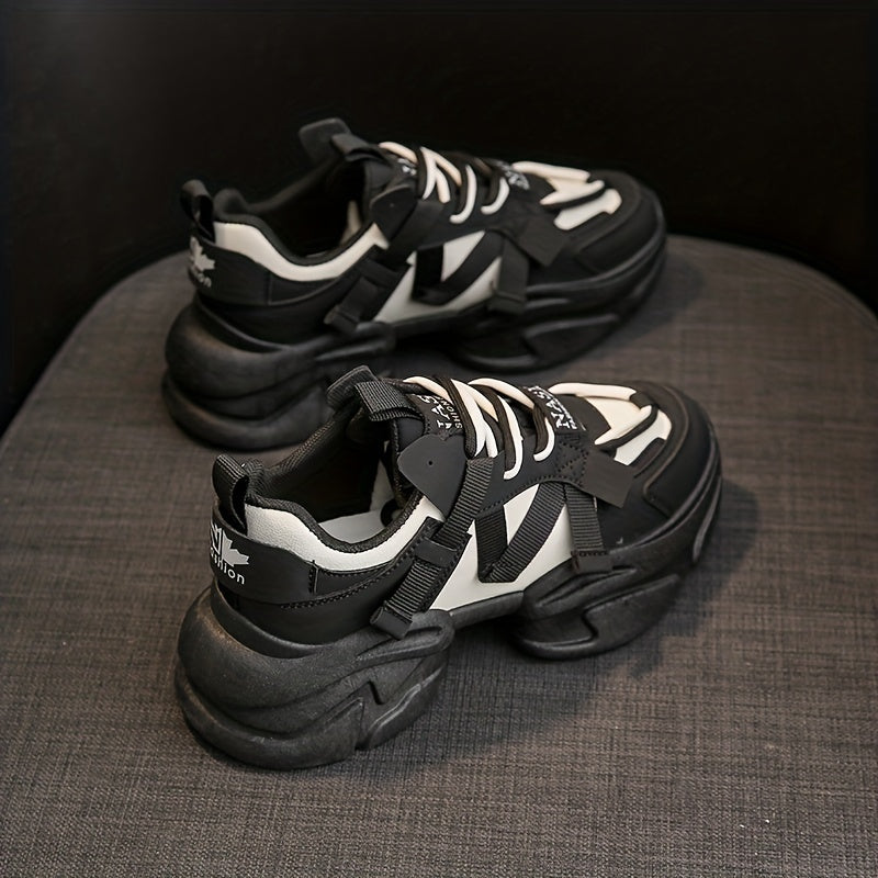 Thick Sole Chunky Sneakers Lace-up Running Shoes Women's Footwear