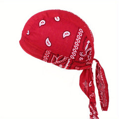 Durag Paisley Print Turban Lace Up Headscarf Hip Hop Headband Sports Hat