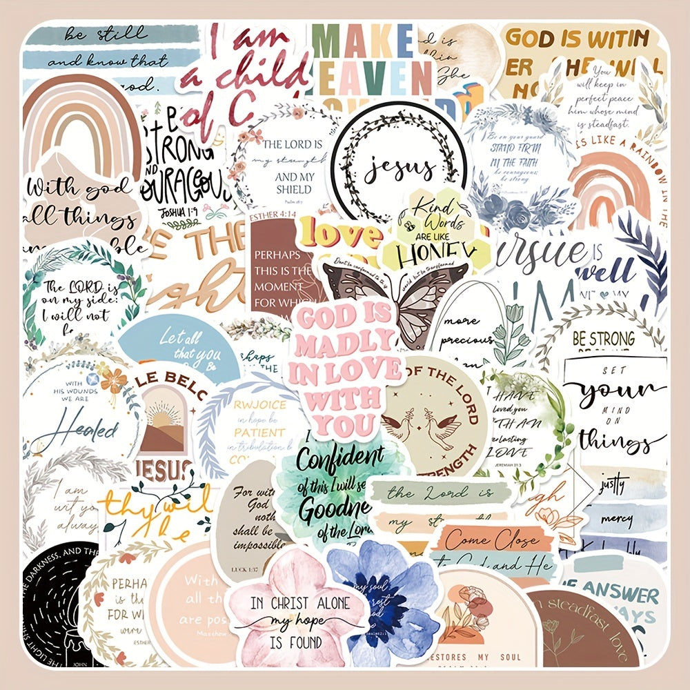 50pcs Bible Quotes Stickers Waterproof Stickers for Phone Case Laptop
