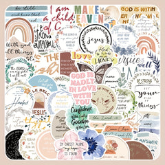 50pcs Bible Quotes Stickers Waterproof Stickers for Phone Case Laptop