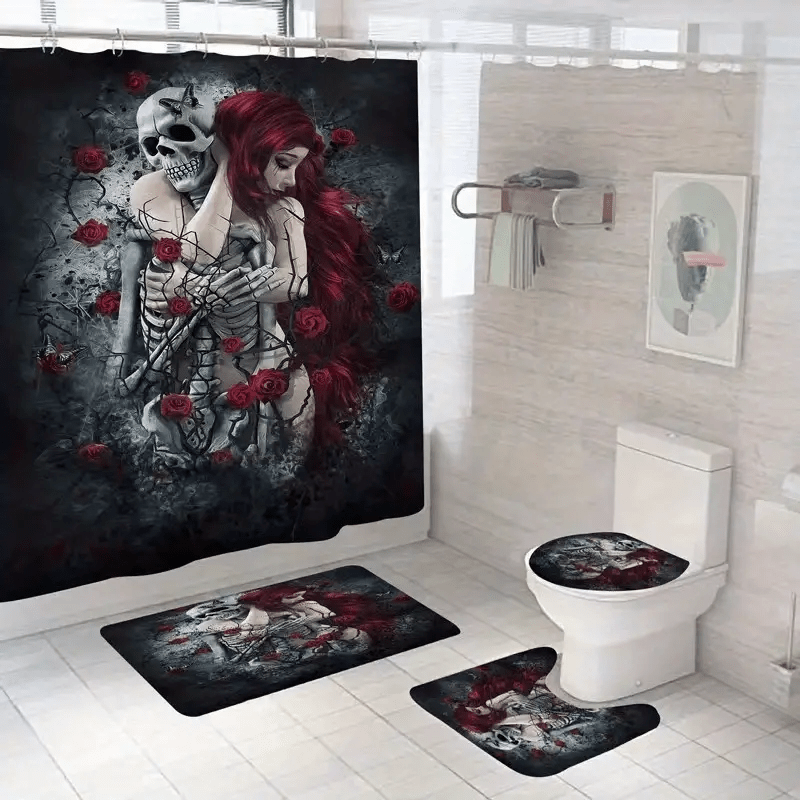 Skull Beauty Pattern Shower Curtain Halloween Decor