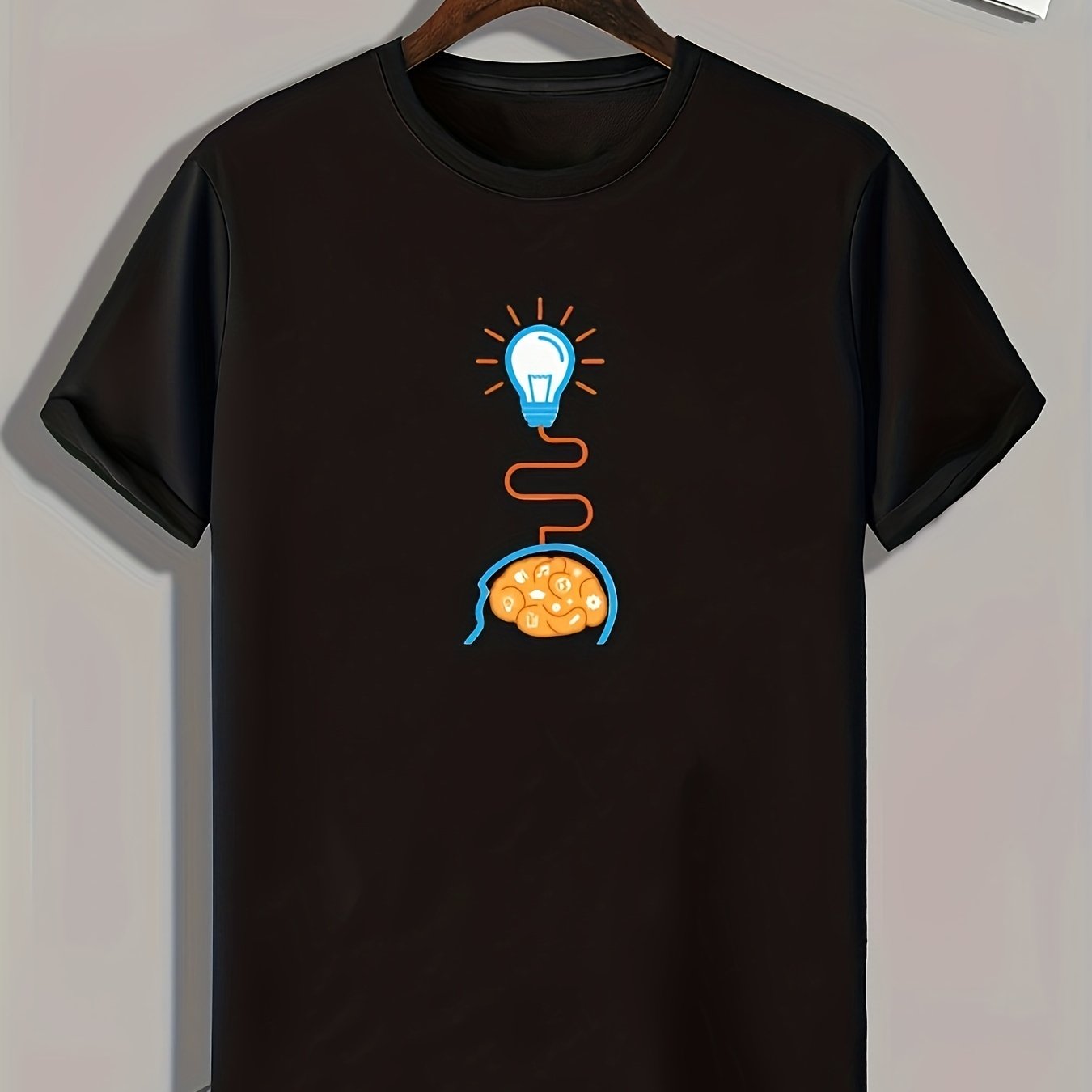 Light Bulb Pattern Print Men's Comfy Sports T-shirt
