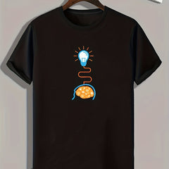 Light Bulb Pattern Print Men's Comfy Sports T-shirt