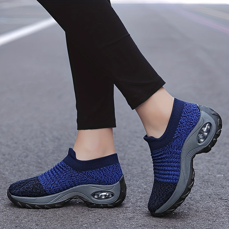 Women's Knit Sock Sneakers Slip On Platform Shoes Lightweight Sports