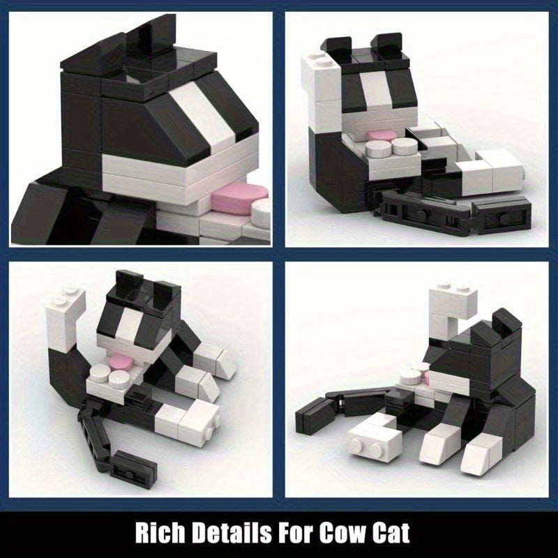 Cat Licking Butt Building Block Set Tuxedo Cat Toy 120pcs
