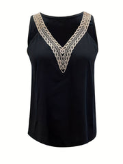 Guipure Lace V neck Tank Top for Summer