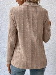 Ribbed Waterfall Collar Cardigan