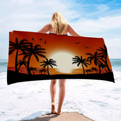 Large Microfiber Beach Towel Coconut Tree Print for Outdoor Sports