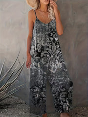 Tie Dye Round Neck Wide Leg Jumpsuit