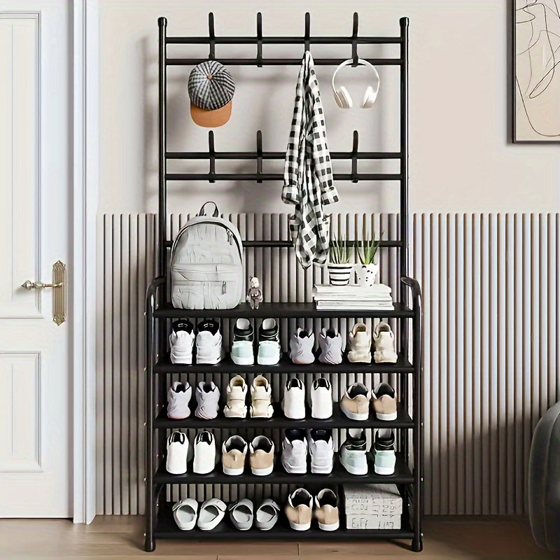 Carbon Steel Coat Storage Rack Floor Standing Clothes Hanging Stand