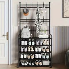 Carbon Steel Coat Storage Rack Floor Standing Clothes Hanging Stand