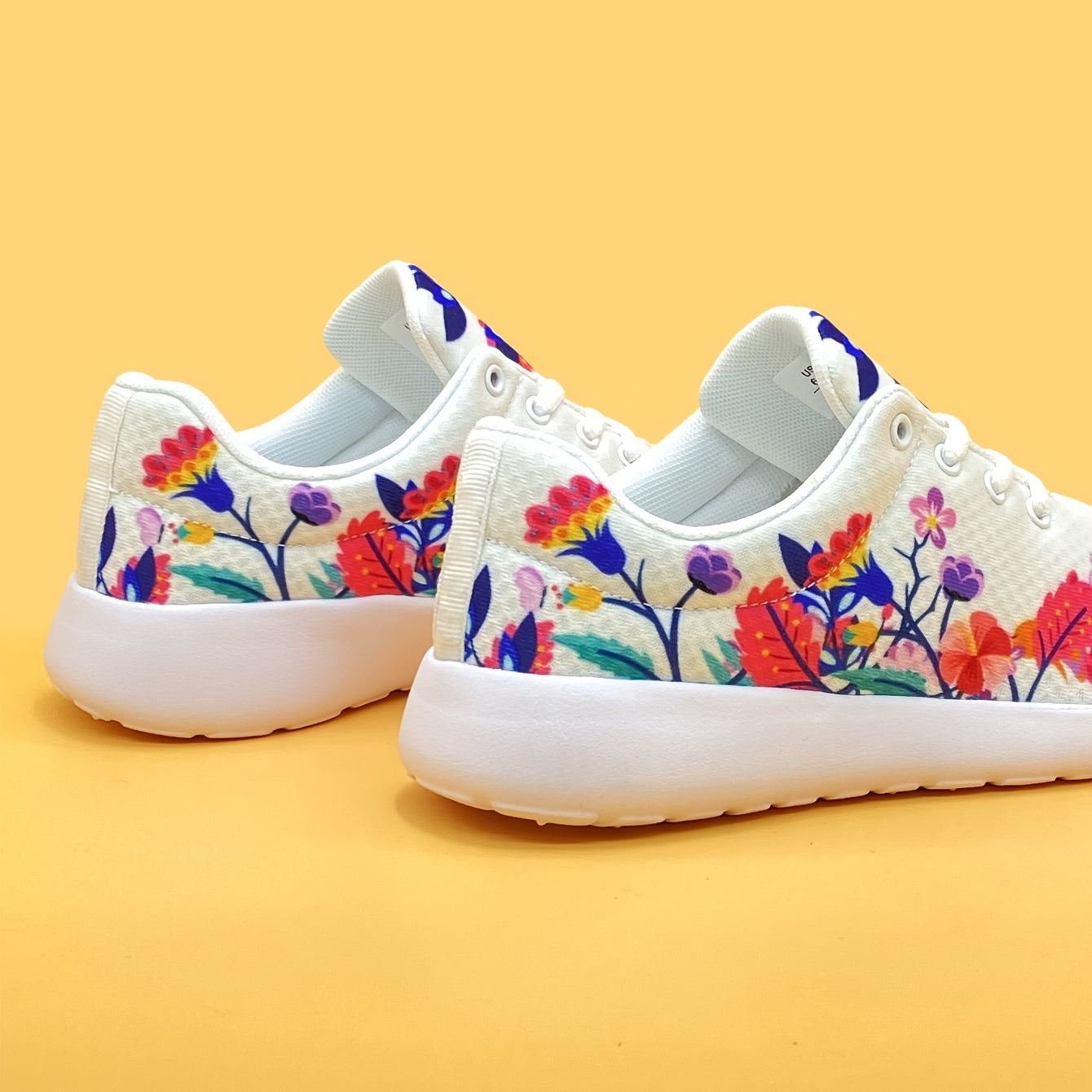 Women's Flower Pattern Mesh Running Shoes Lightweight Breathable Sneakers