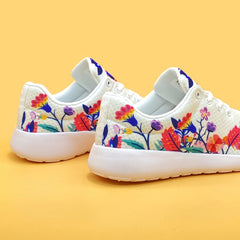 Women's Flower Pattern Mesh Running Shoes Lightweight Breathable Sneakers