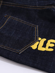 Boys Cuffed Jeans Casual Letter Graphic Slim Fit Pants