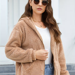 Zipper Winter Hooded Jacket Women's Tops