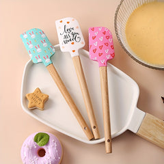 Easter Bunny Silicone Spatula Wood Handle Cake Cream Icing Scraping