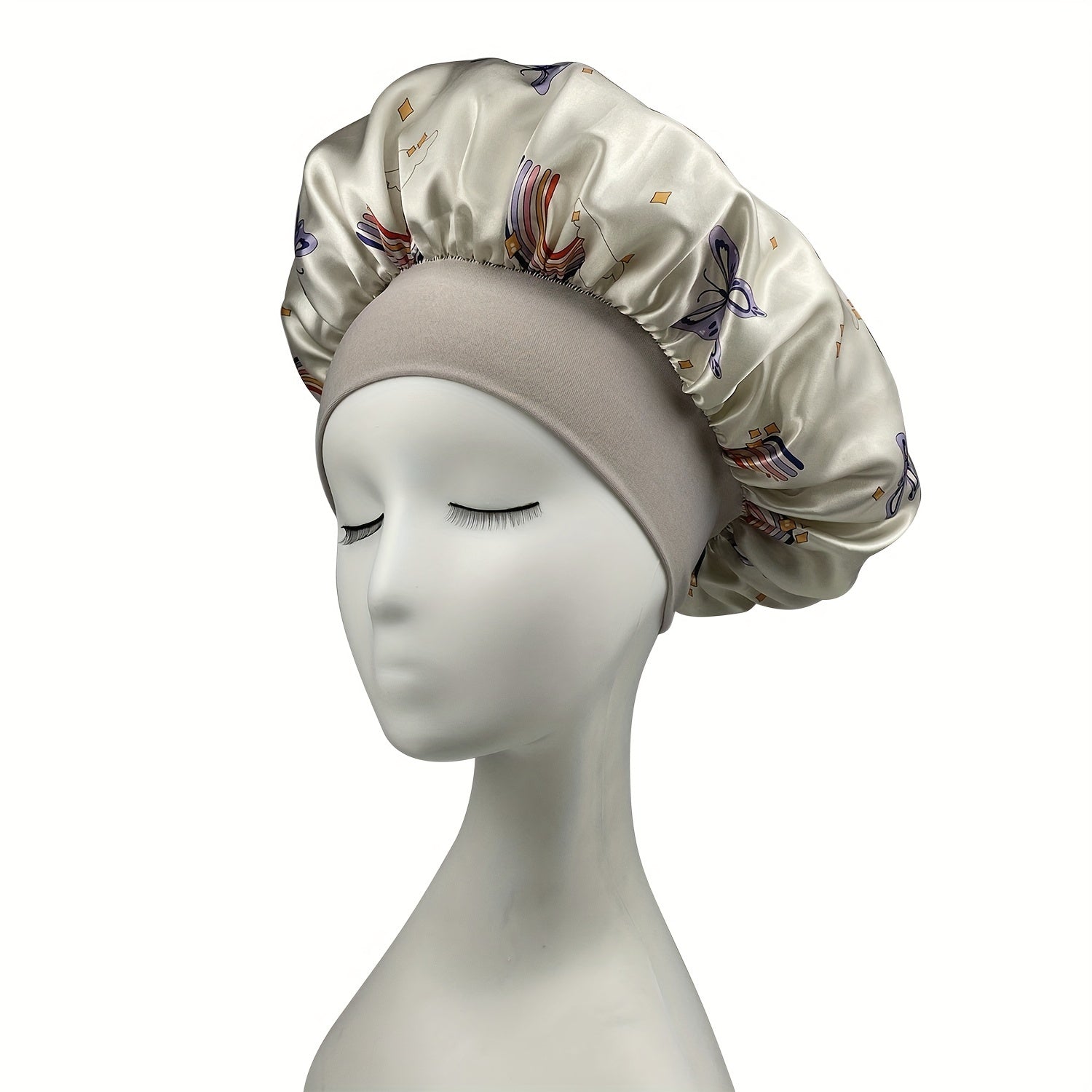 Y2K Gray Satin Head Wrap Elastic Turban Hat